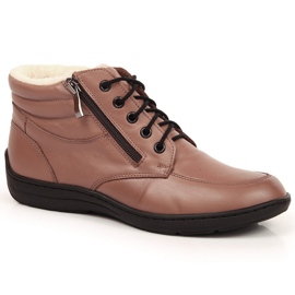 Bottes en cuir marron confortables pour femmes Łukbut LUK724B brun