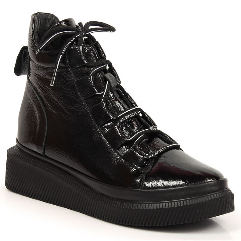 Bottes femme isolées en cuir laqué Artiker HBH36 le noir Bottes femme isolées en cuir laqué Artiker HBH36 le noir