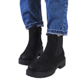 Bottines en daim écologique noir Ecrin