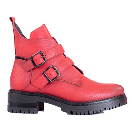 W. Potocki Bottes pour femmes rouges à boucles Potocki