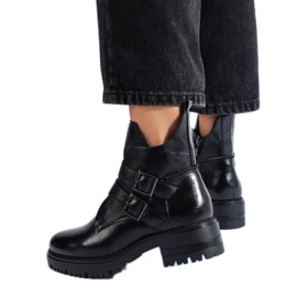 W. Potocki Boots femme noires à boucles Potocki le noir