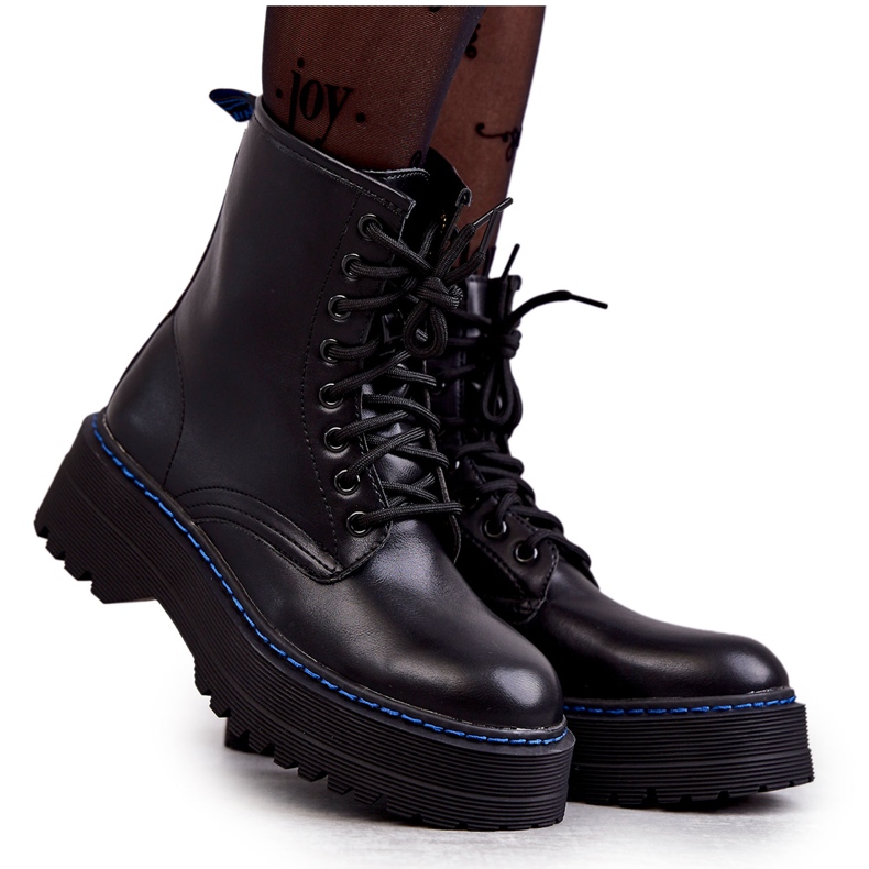 Bottines nouées pour femme Glany Black Callie le noir