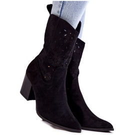 Bottes en daim pour femmes avec bottes de cowboy Ariane noires