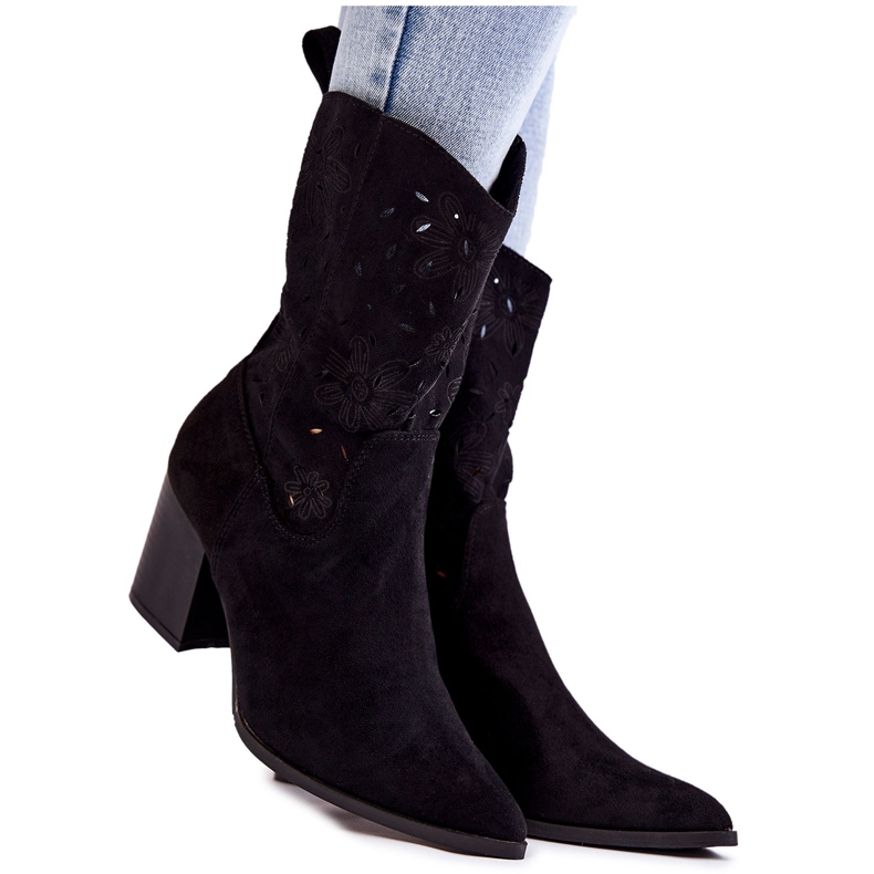 Bottes en daim pour femmes avec bottes de cowboy Ariane noires le noir