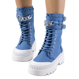Baskets bleues avec chaîne Taus