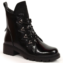S.Barski Boots en cuir verni noir à sequins par S. Bararski le noir