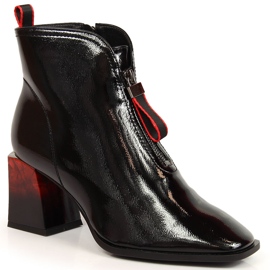S.Barski Bottes laquées isolées pour femmes avec talon décoratif S. Bararski OLI183 noir