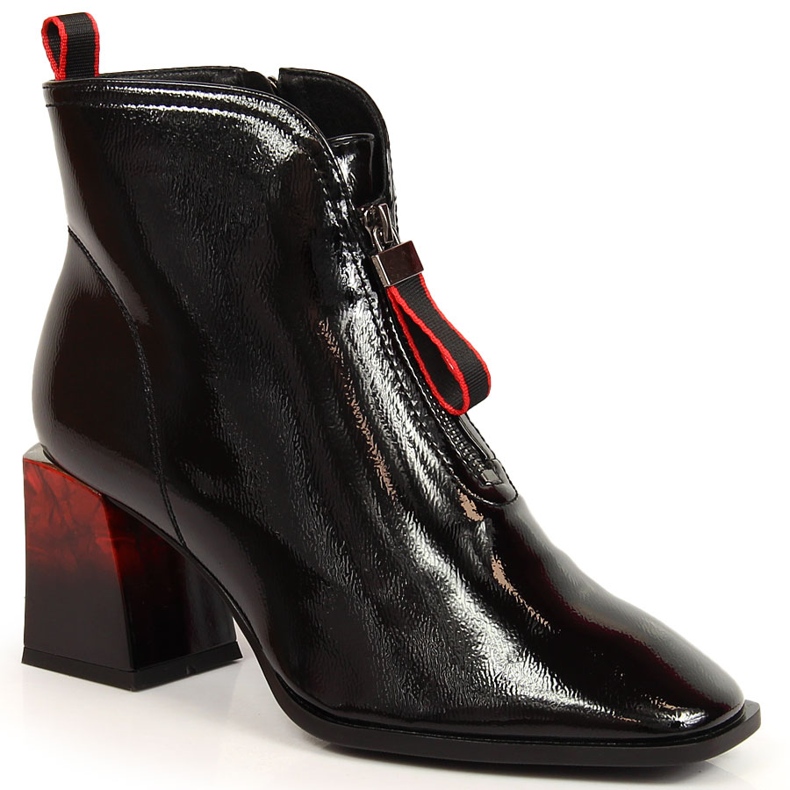 S.Barski Bottes laquées isolées pour femmes avec talon décoratif S. Bararski OLI183 le noir