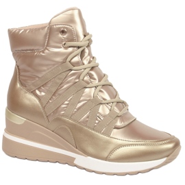 Bottes femme, baskets compensées dorées Potocki