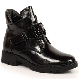 Boots femme à nœud Potocki noir laqué