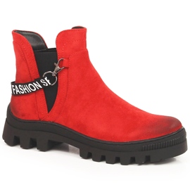 Bottines femme en daim sur plateforme Potocki rouge