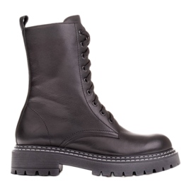 Marco Shoes Bottines à lacets avec dessous ourlé noir