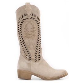 Olivier Boots cuir ajouré Carla beige femme Olivier Boots cuir ajouré Carla beige femme
