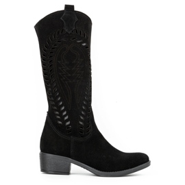 Olivier Bottines ajourées en cuir noir pour femme Carla le noir Olivier Bottines ajourées en cuir noir pour femme Carla le noir