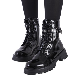 Bottes Narnclaedra laquées noires le noir
