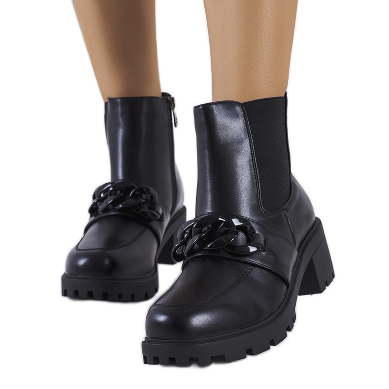 Bottines noires avec chaîne Bilka le noir