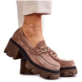 PL5 Talons Hauts En Daim Avec Décoration Lurdes Marron Doré beige PL5 Talons Hauts En Daim Avec Décoration Lurdes Marron Doré beige