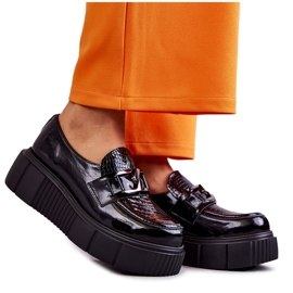 PL5 Chaussures en cuir à la mode sur la plateforme Black Marsol noir