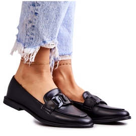 FB2 Mocassins Femme En Cuir Avec Décoration Kerrie Noire