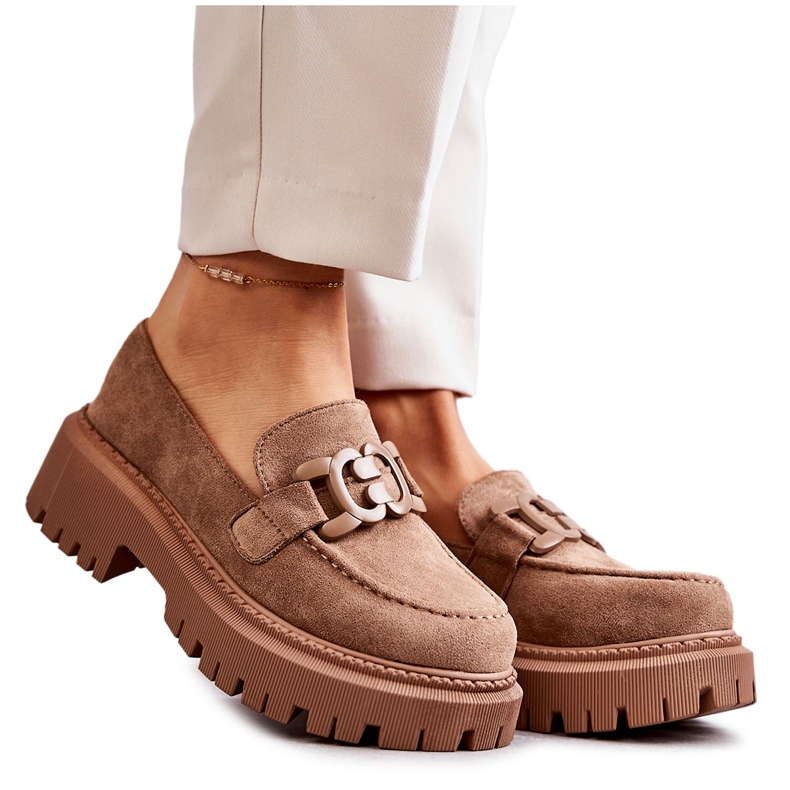 FB2 Richelieus pour femmes en daim avec décoration Leeza beige foncé