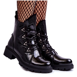 S.Barski Bottines Chaudes Laquées Avec Jet Black Gwen noir