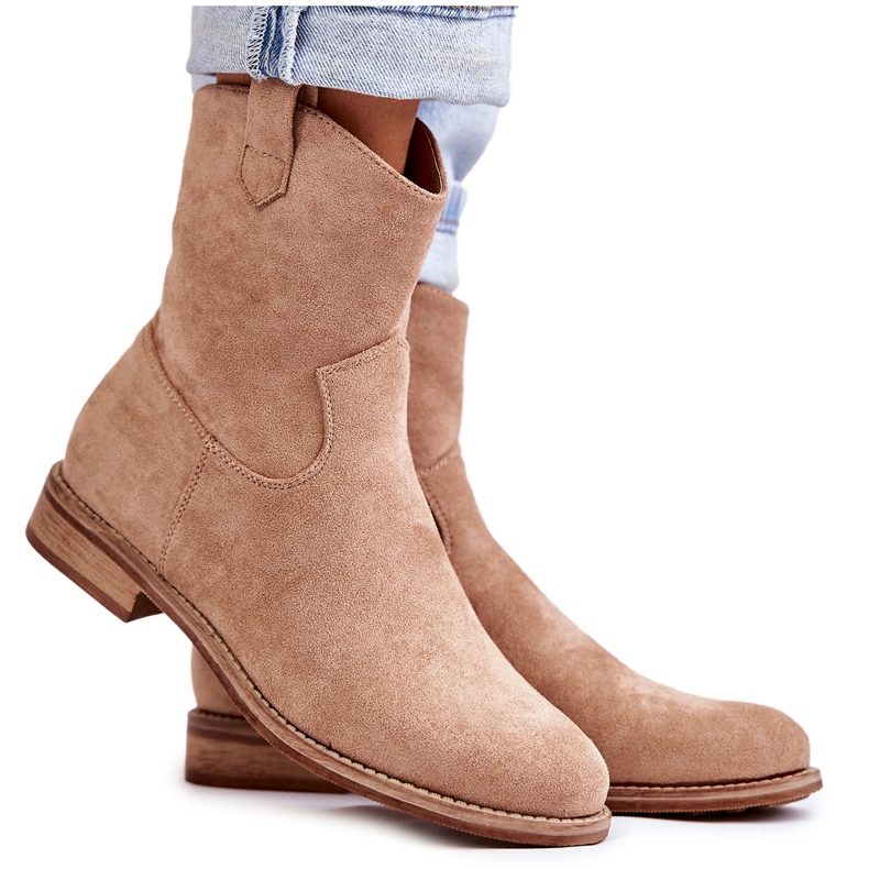 S.Barski Bottes à Talons Plats en Daim pour Femme Beige Fiorenz S.Barski Bottes à Talons Plats en Daim pour Femme Beige Fiorenz