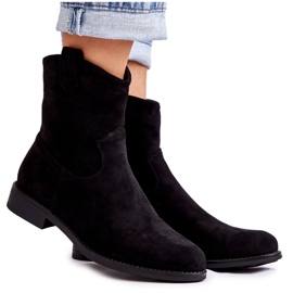 S.Barski Bottes à talon plat en daim pour femmes Noir Fiorenz le noir