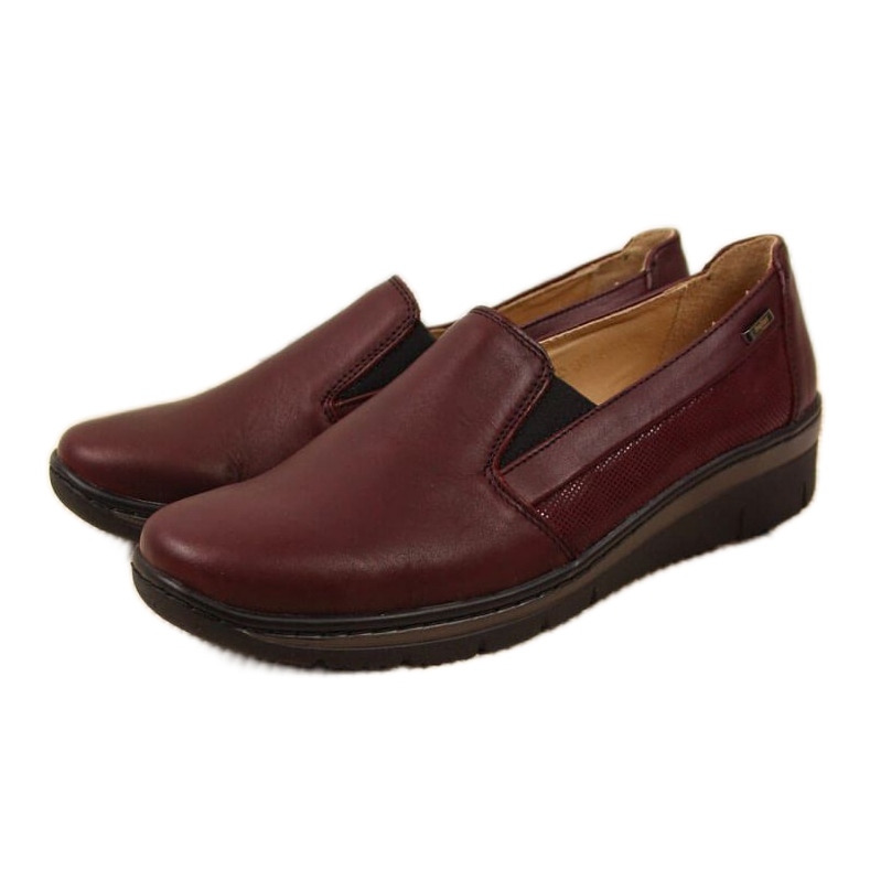 Chaussures à enfiler en cuir Helios W H350L bordeaux rouge multicolore