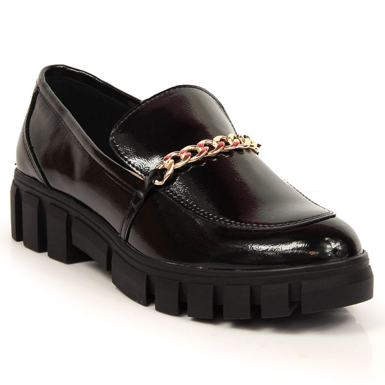 Sergio Leone Mocassins laqués avec chaîne le noir