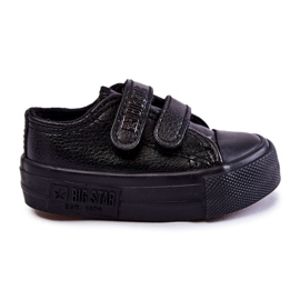 Baskets En Cuir Pour Enfants Avec Velcro Big Star KK374090 Noir le noir