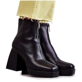 Bottines à gros talons pour femmes avec fermeture éclair Noir Carrera le noir