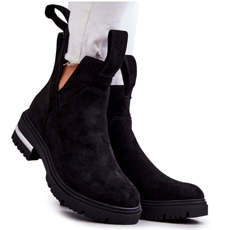 PS1 Bottines en daim noires Elvera avec découpes le noir