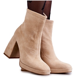 Bottines en Daim pour Femme à Talons Hauts Beige clair Ramira