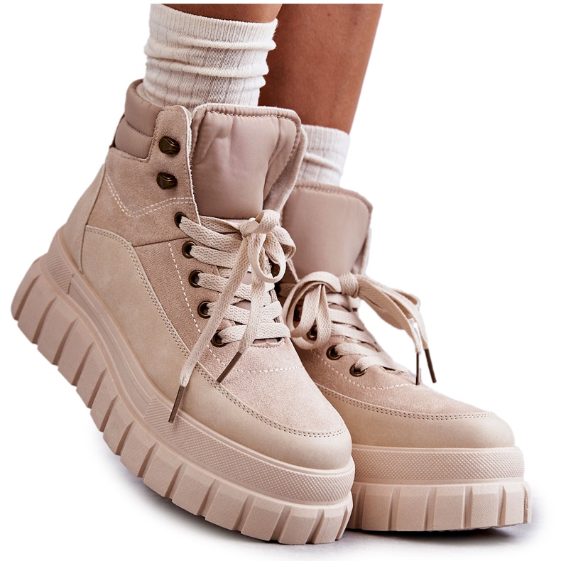 FG2 Bottes confortables sur la plate-forme beige Sanchio