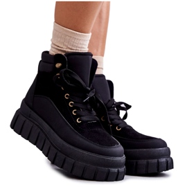 FG2 Bottes confortables sur la plate-forme noire Sanchio le noir