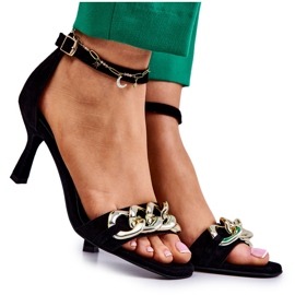 Sandales à talons en daim Laura Messi 2366 Noir le noir