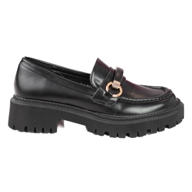 Mocassins pour femmes Shelovet noirs en cuir écologique