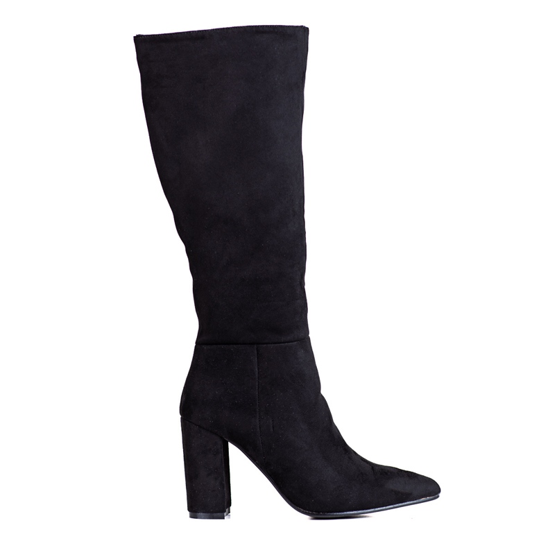 Bottes classiques noires pour femmes sur le poteau Shelovet en daim écologique le noir Bottes classiques noires pour femmes sur le poteau Shelovet en daim écologique le noir