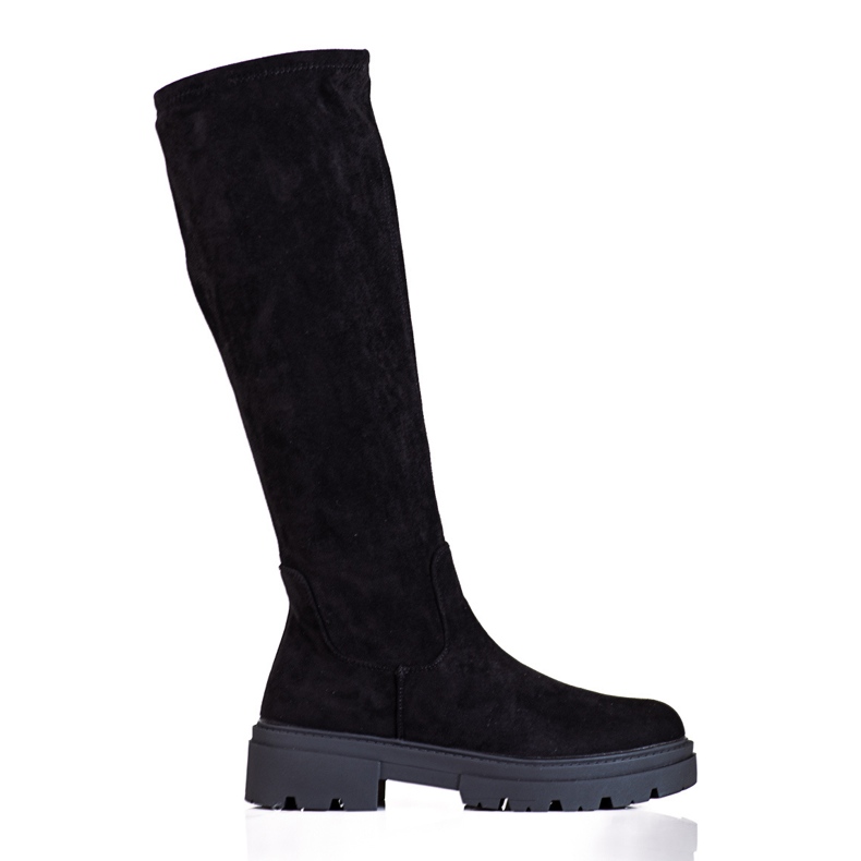 Bottes pour femmes en daim sur la plateforme Shelovet le noir