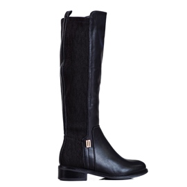 Bottes femme Shelovet noires à talons plats