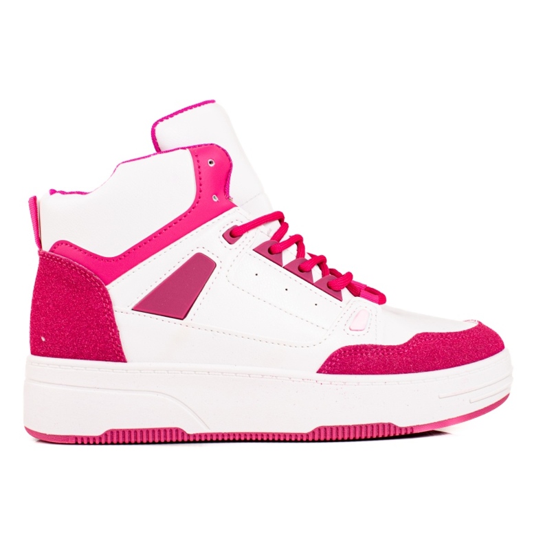 Baskets montantes Shelovet blanches et roses pour femmes