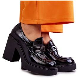 Chaussures laquées sur un poteau massif Black Jaime le noir