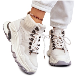 Chaussures de sport hautes pour femmes GOE KK2N4097 Beige clair