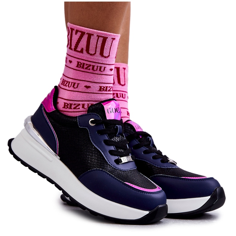 Chaussures de Sport Compensées Femme GOE KK2N4081 Noir-Bleu Marine le noir
