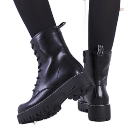 Bottines noires à fil blanc Rebeca