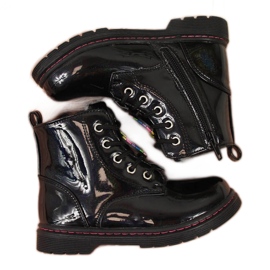 Bottes Miss❤E noires pour filles isolées en laine de mouton le noir