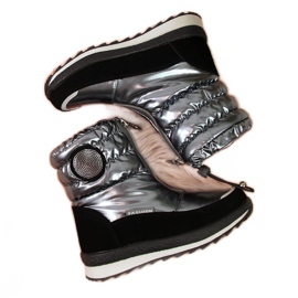 BM Bottes de neige pour filles imperméables argent Miss noir