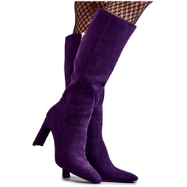 FG2 Bottes pour femmes sur le talon jusqu'au genou Violet Truly Love
