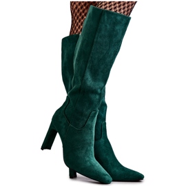 FG2 Bottes pour femmes sur un talon jusqu'au genou vert Truly Love
