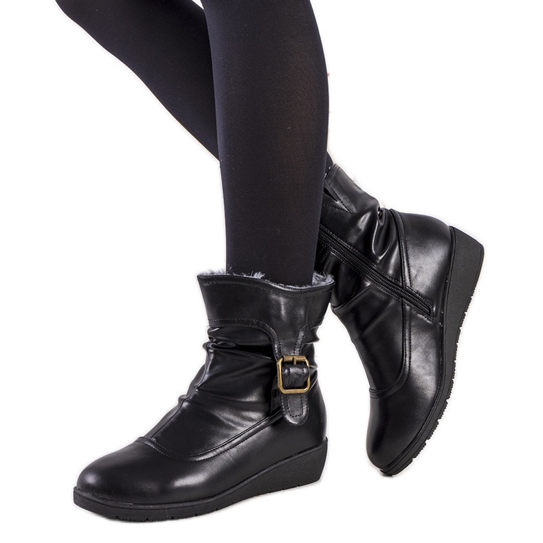 Bottines compensées noires à boucle Slater le noir